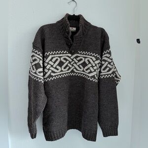 Carriagdonn Irish Wool Celtic Knot Sweater | Made in Ireland | Brown | L